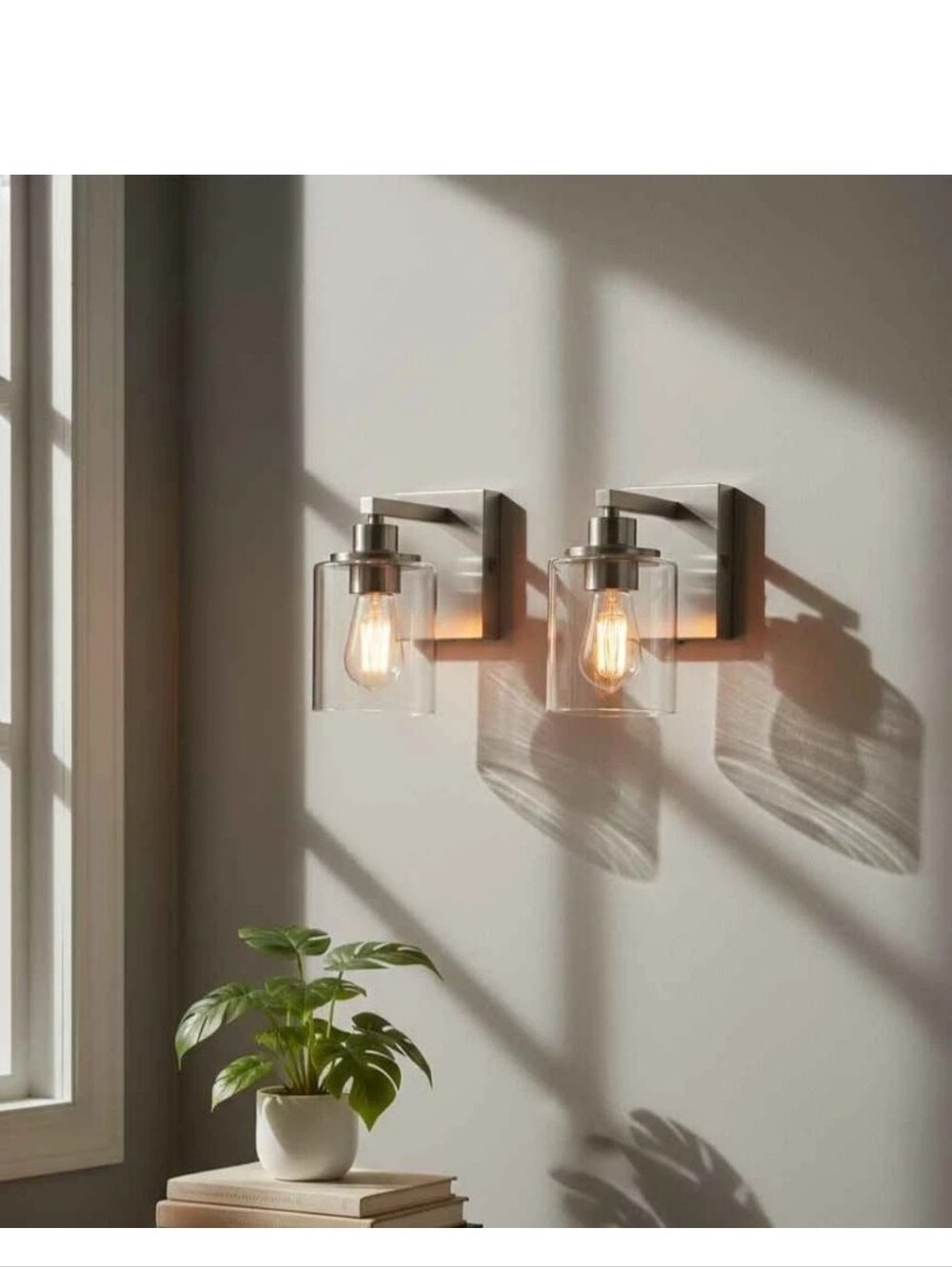 Globe Electric Modern Brushed Nickel Wall Sconce  Shade Rechargeble Set of 2